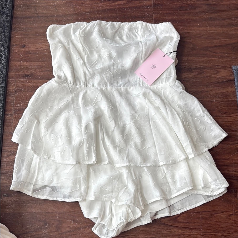 Hello Molly White Strapless Romper